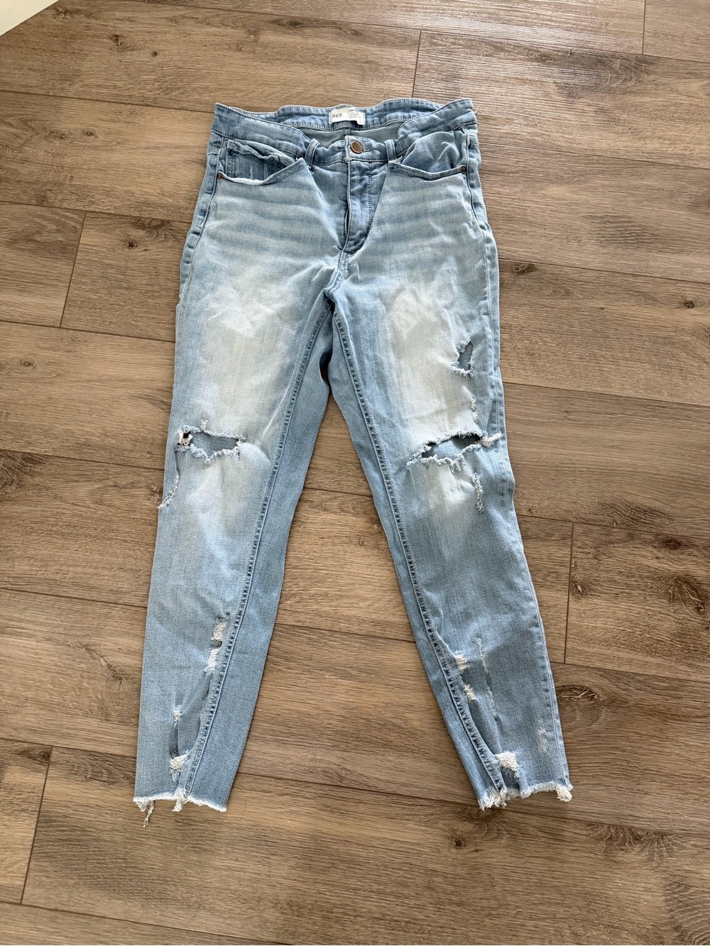 BKE Parker Light Blue Ripped Skinny Jeans